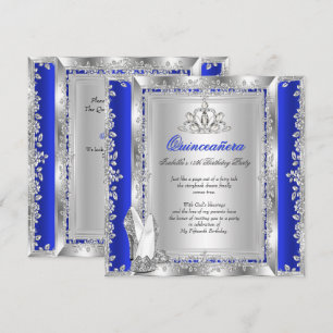 Invitation Chaussures argentées bleu royal pour les 15 ans de
