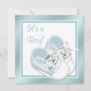Invitation Chaussures Bleues Blanches Élégantes Cadeau Baby S