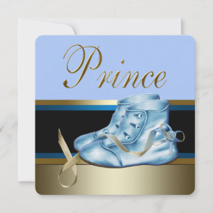 Invitation Chaussures bleues Couronne d'or noir Prince Baby S