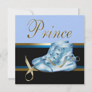 Invitation Chaussures bleues Couronne d'or noir Prince Baby S