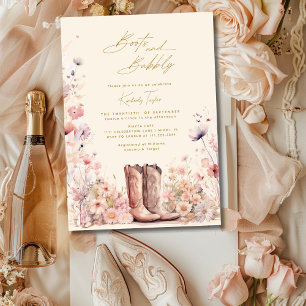 Invitation Chaussures & Bubbly Floral Cowgirl Enterrement de