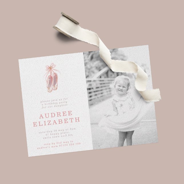 Invitation Chaussures de ballerine roses pour filles Photo Fê (Créateur téléchargé)