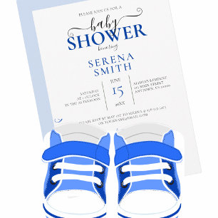 Invitation Chaussures de bébé bleues mignonnes BABY SHOWER