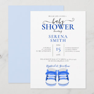 Invitation Chaussures de bébé bleues MIGNONNES pour BABY SHOW