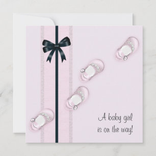 Invitation Chaussures de bébé rose Baby shower fille