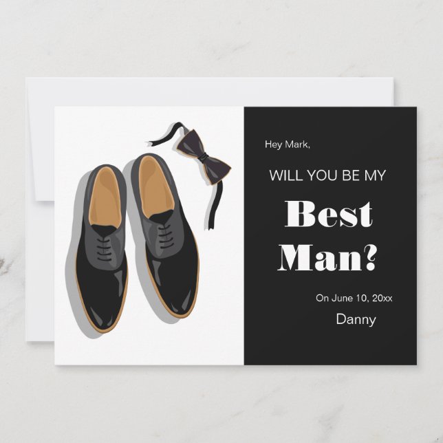 Invitation Chaussures de Cravate et de robe Best Man Demande (Devant)