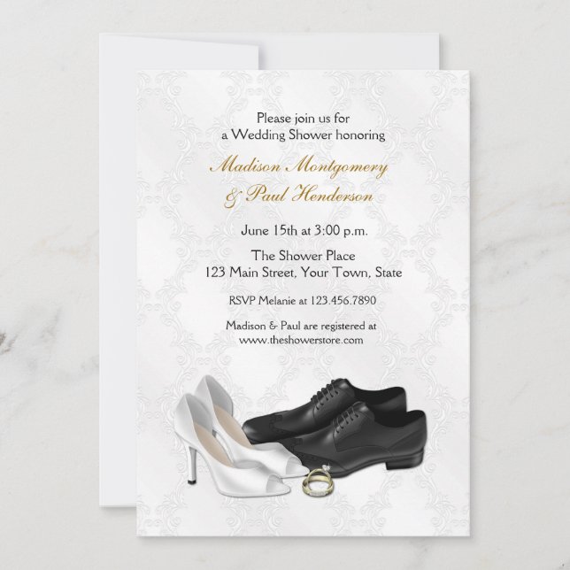 Invitation Chaussures de mariage, Fête de la mariée de (Devant)