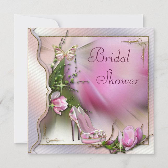 Invitation Chaussures de mode Fête de l'mariée aux papillons  (Devant)