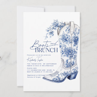 Invitation Chaussures et brunch bleu chinoiserie enterrement