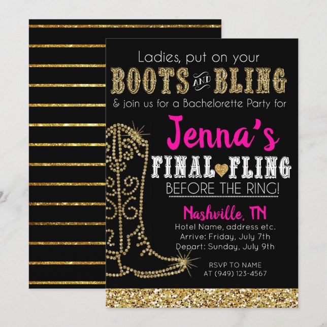 Invitation Chaussures et Country Western Nashville Party (Devant / Derrière)