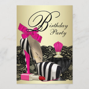 Invitation Chaussures haute talon Hot rose Zebra Party