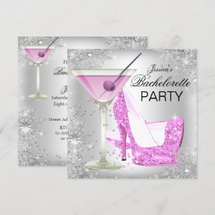 Invitation Chaussures haute talon rose argent Bachelorette Pa