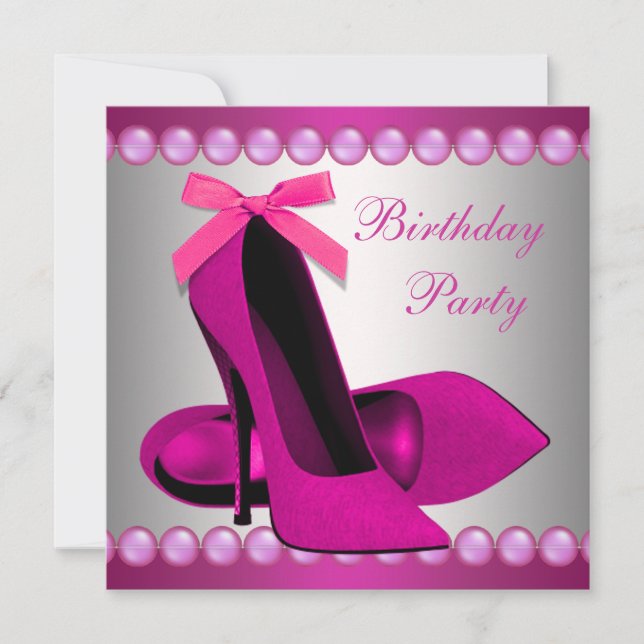 Invitation Chaussures Hot Rose High Heels Anniversaire (Devant)