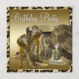 Invitation Chaussures Leopard High Heel Black Gold Womans Ann