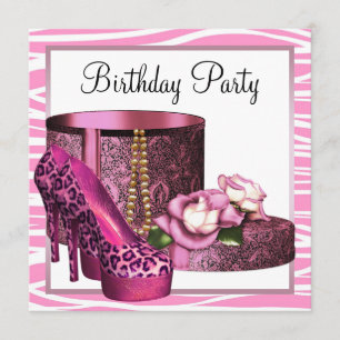 Invitation Chaussures Leopard High Heel rose Zebra Anniversai