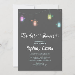 Invitation Chaussures Mason Jars Gris Douche