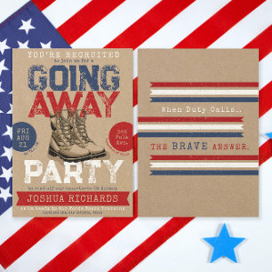 Invitation Chaussures Militaires Rustiques Fête D'Adieu De Dé