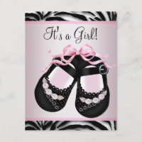 Chaussures noires roses Baby Shower Zèbre rose
