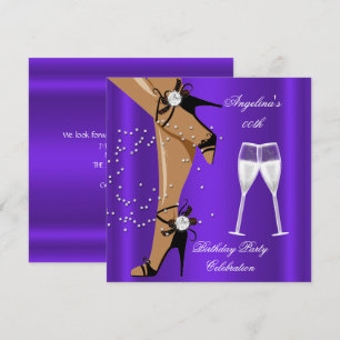 Invitation Chaussures noires violettes Verre à champagne Fête
