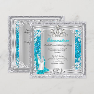 Invitation Chaussures Pailletées Sarcelle pour les 15 Ans de 