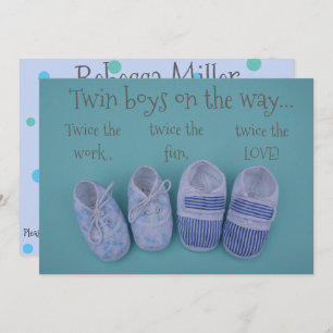 Invitation Chaussures pastel garçon jumeaux baby shower invit
