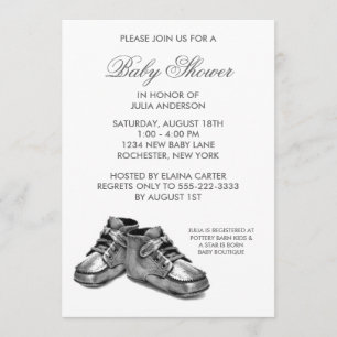 Invitation Chaussures pour bébé en argent Baby shower Invitat