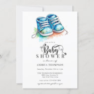 Invitation Chaussures pour bébés   Baby shower Blue Boy