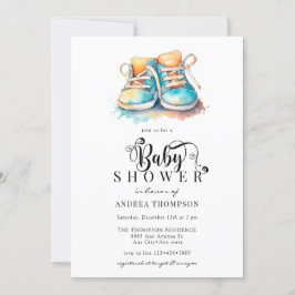 Invitation Chaussures pour bébés | Baby shower Blue Boy