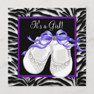Invitation Chaussures pour bébés Zebra Baby Girl Shower