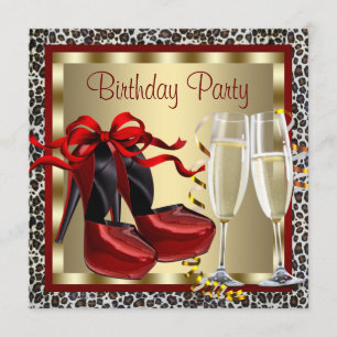 Invitation Chaussures Red High Heel Anniversaire du léopard r