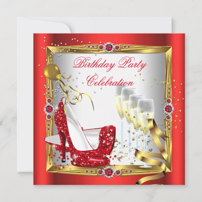 Invitation Chaussures Red High Heel Champagne Gold White (Devant)
