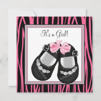 Chaussures rose noir Hot rose Baby shower Zèbre