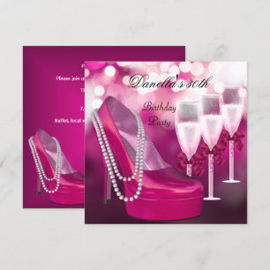 Invitation Chaussures roses à talons hauts Champagne pour 30e
