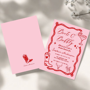 Invitation Chaussures roses dessinées à la main Bubbly Rustiq