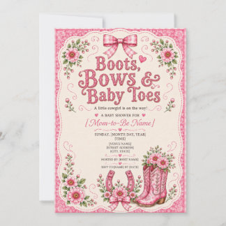 Invitation Chaussures, Rubans et Petits Pieds de Bébé Fille B