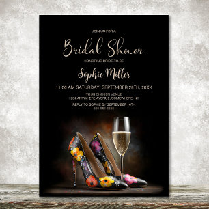 Invitation Chaussures Stiletto Florales Colorées Enterrement 