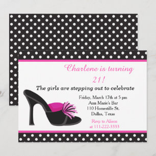 Invitation Chaussures talons noirs fête d'anniversaire