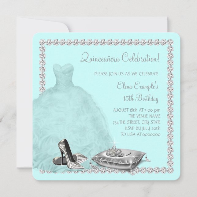 Invitation Chaussures Tiara High Heel Turquoise Blue Quincean (Devant)