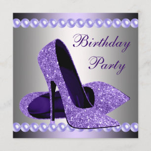 Invitation Chaussures violet haute talons fête d'anniversaire