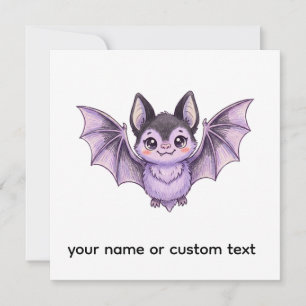 Invitation Chauve-souris violette mignonne Illustration au cr