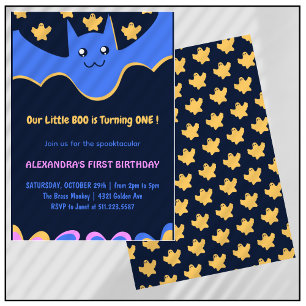 Invitation Chauve-souris volante fantôme Petit boo Anniversai