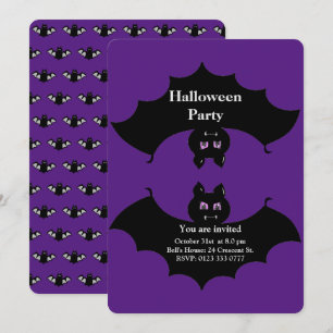 Invitation Chauves-souris effrayantes d'Halloween sur fond vi