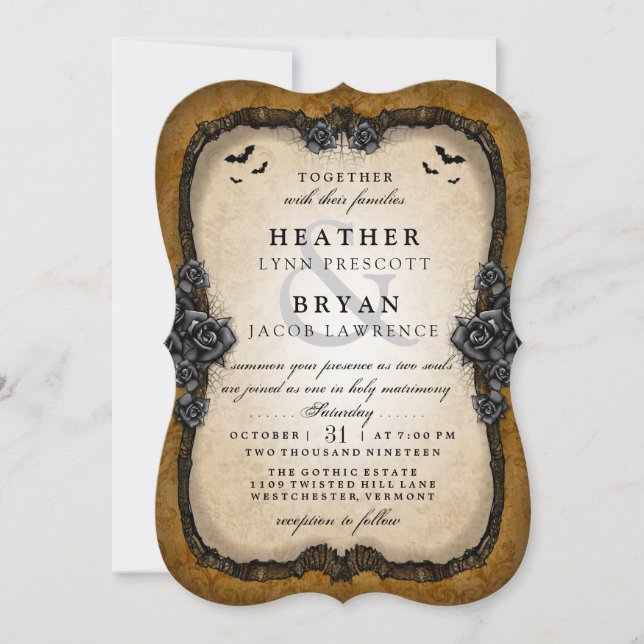 Invitation Chauves-souris gothiques Brown Halloween RÉCEPTION (Devant)