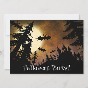 Invitation Chauves-souris Halloween personnalisées, château É