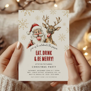 Invitation Cheeky Santa & Reindeer Christmas Party