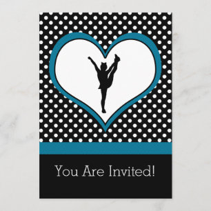 Invitation Cheer Polka Dotted Heart en bleu Turquoise