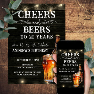 Invitation Cheers and Beers 21e anniversaire Bar Lights Invit