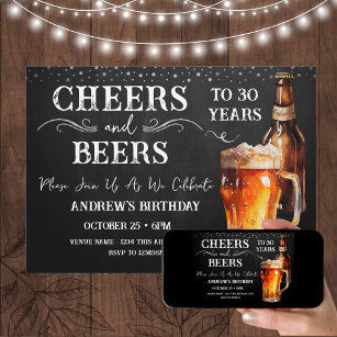 Invitation Cheers and Beers 30e anniversaire Rustic
