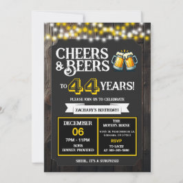 Invitation Cheers and Beers to 44 Years Surprise Backyard