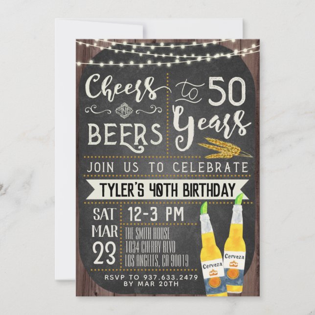 Invitation Cheers & Beers 50e anniversaire (Devant)